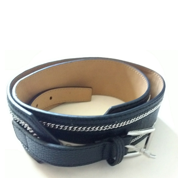 New! MICHAEL KORS Leather Belt with Chain-inlay - Picture 3 of 5